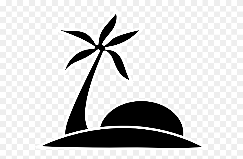 600x492 Palm Tree Black And White Clip Art - Tree Clipart Black And White