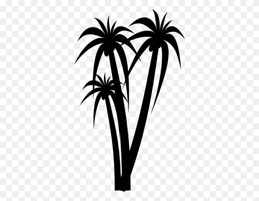 360x592 Palm Tree Clip Art - Palm Leaf Clipart Black And White