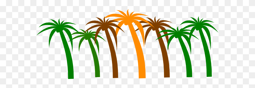 600x232 Palm Tree Clipart - Tall Tree Clipart
