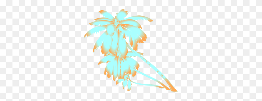 300x267 Palm Tree Clipart Turquoise - Tropical Leaf PNG