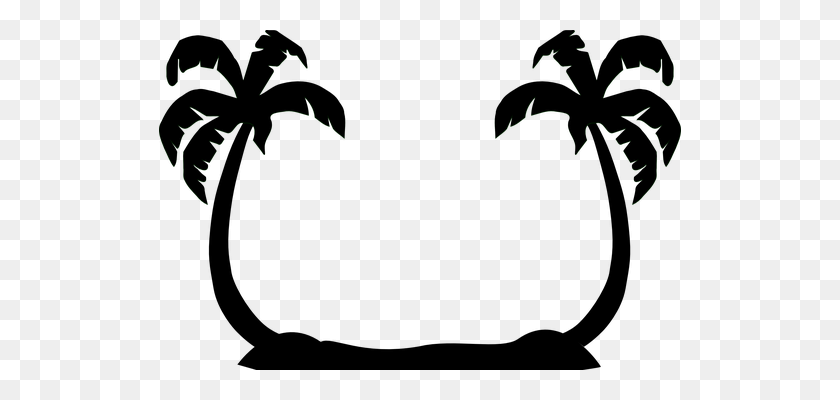 522x340 Palm Tree In Shadow Clipart Curved Clip Art Images - Palm Tree Leaves Clip Art