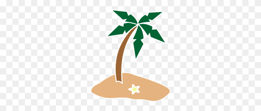 258x298 Palm Tree On Island Clip Art - Palm Leaf Clipart
