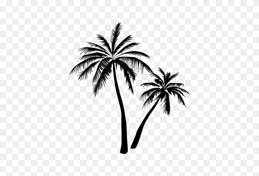512x512 Palm Tree Png Black And White - Black Tree PNG