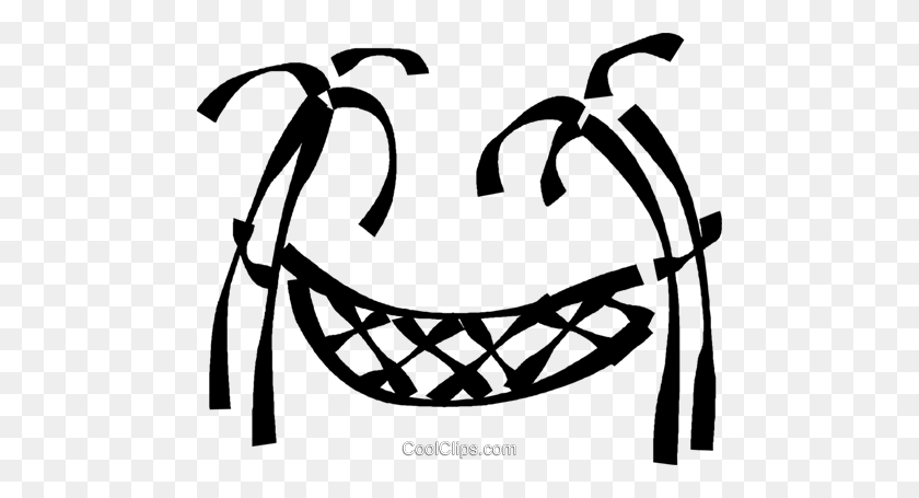 480x395 Palm Tree With A Hammock Royalty Free Vector Clip Art Illustration - Palm Tree Clipart Black And White