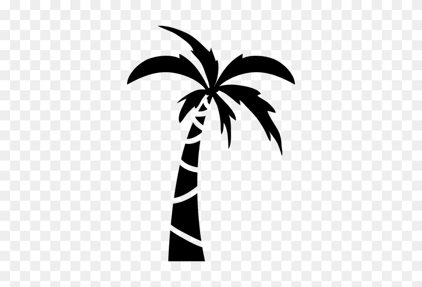 512x512 Palm Tree With Leaves Silhouette - Palm Tree Leaf PNG
