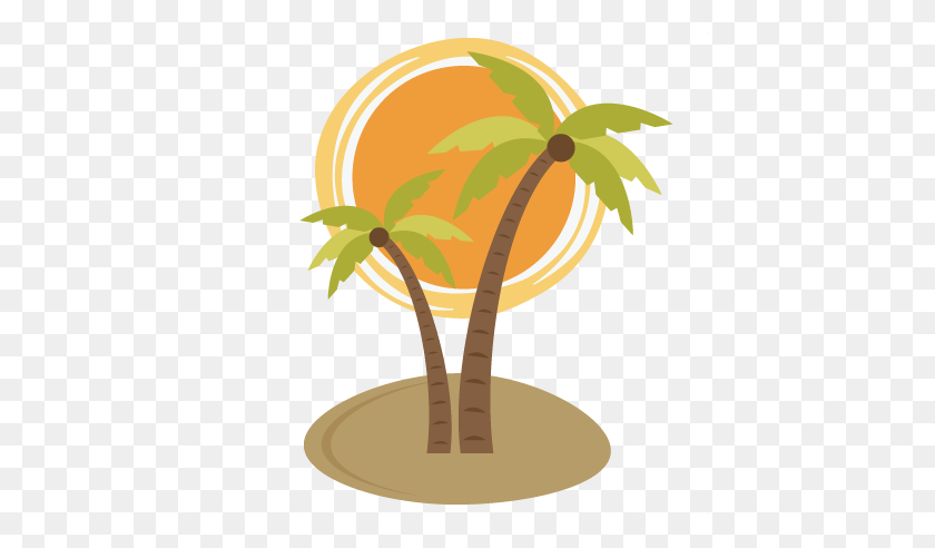 432x432 Palm Tree With Sun For Scrapooking Cardmaking Free - Tropical Trees PNG