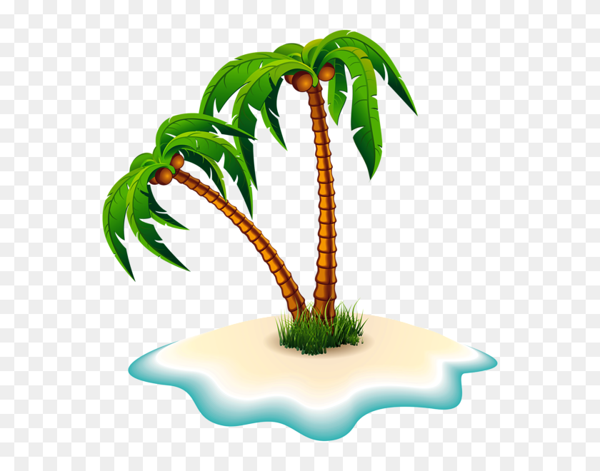 576x600 Palm Trees And Island Png Clipart Image - Palm Tree Island Clipart