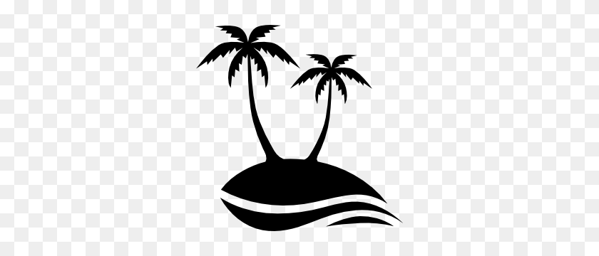300x300 Palm Trees Beach Scene Sticker - Palm Tree Beach Clip Art