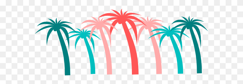 600x233 Palm Trees Clip Art - Palm Tree Border Clipart
