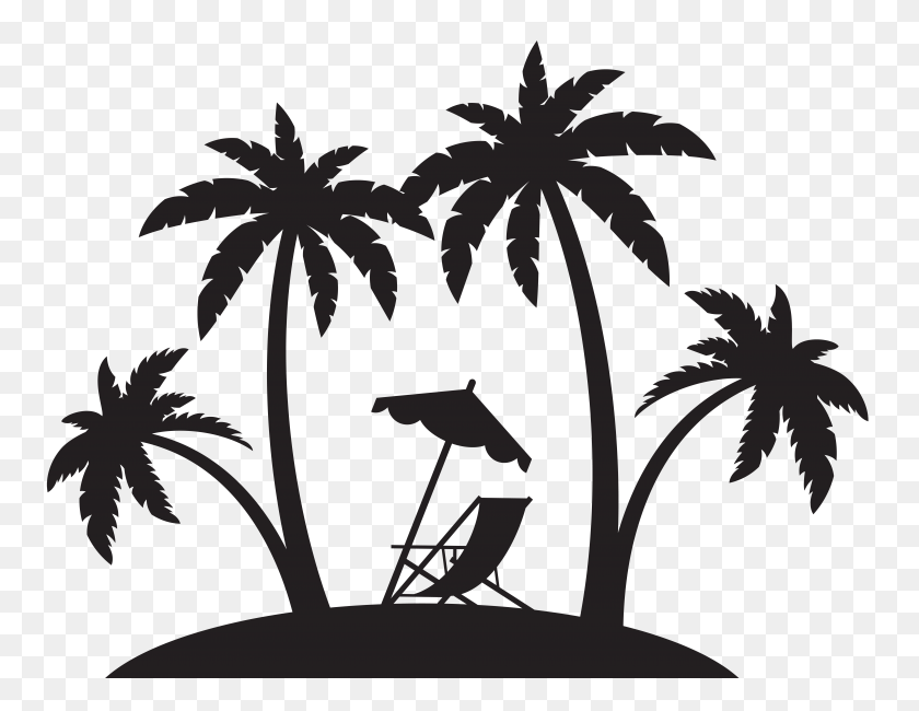 8000x6056 Palms And Beach Chair Silhouette Png Clip Gallery - Palm Tree Silhouette PNG