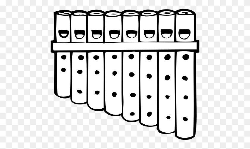 500x442 Pan Flute - Flute Black And White Clipart
