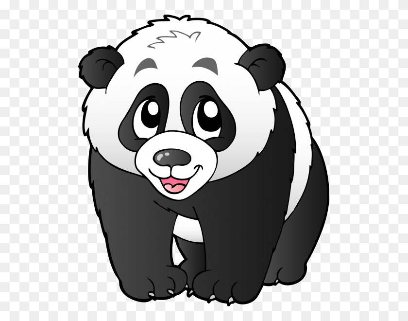 600x600 Panda - Bear Clipart Black