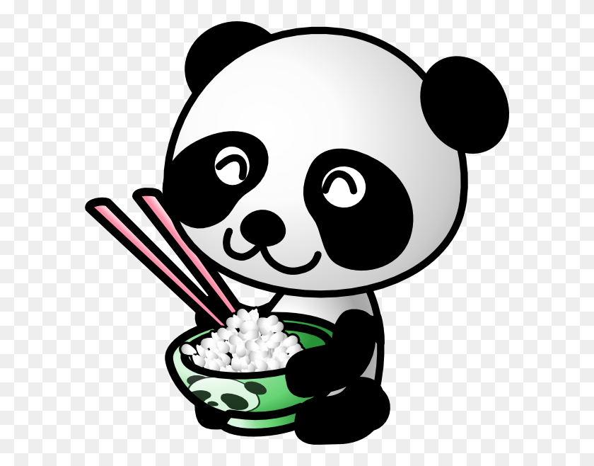 600x598 Panda Eating Rice Clip Art - Pandas PNG