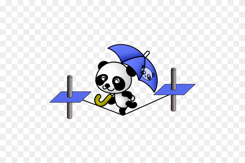 500x500 Panda On A Tightrope Vector Image - Tightrope Walker Clipart
