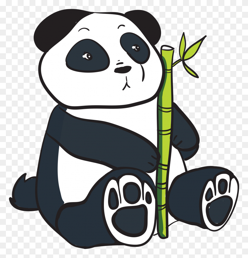 2217x2310 Panda Con Tallo De Bambú Png - Panda Png