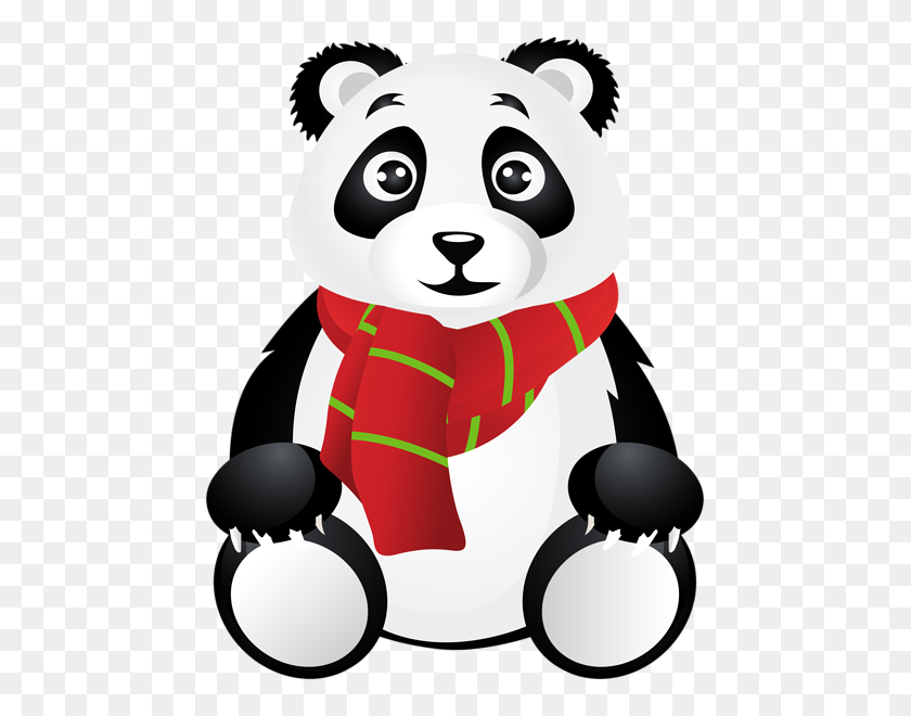 465x600 Panda Con Bufanda Clip Transparente - Panda Rojo Clipart