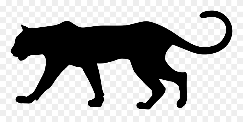 8000x3711 Panther Clipart Silhouette - Dog And Cat Silhouettes Clipart