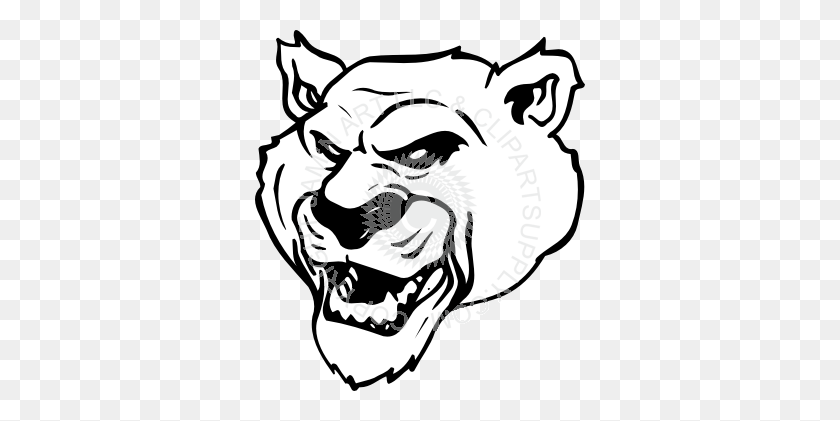 330x361 Panther Head Face Left - Panther Face Clipart