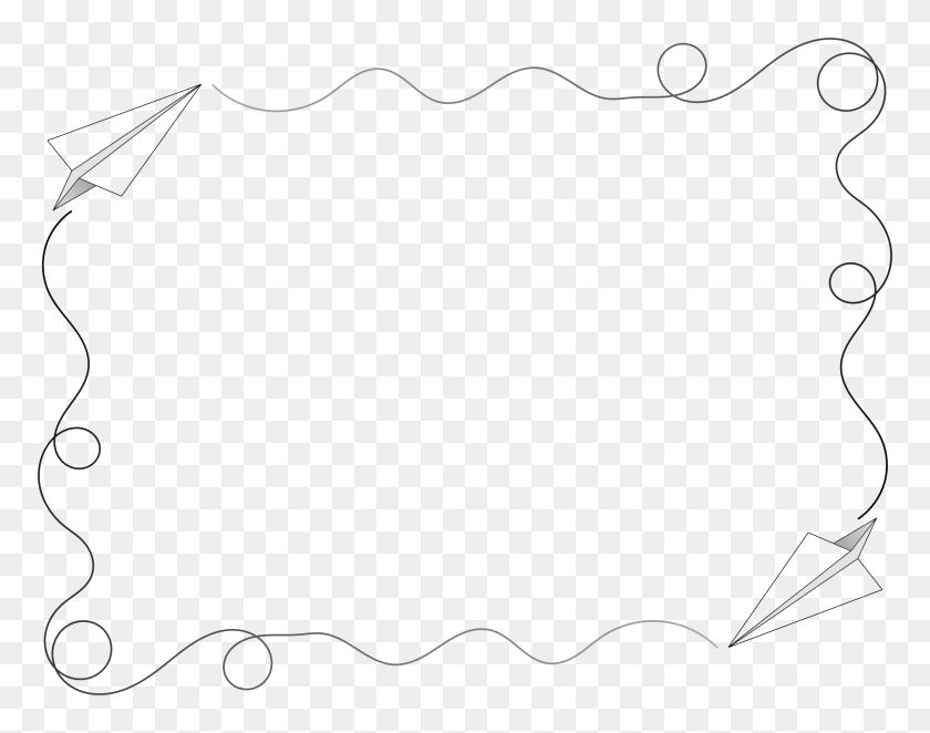 2400x1855 Paper Airplane Border Icons Png - Line Border PNG