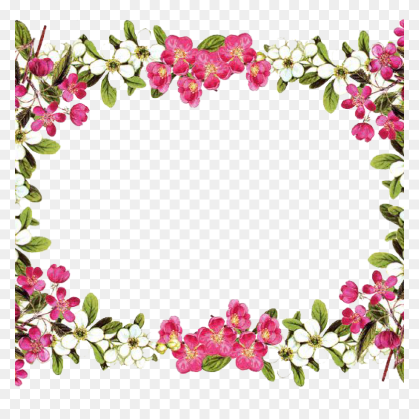 1024x1024 Paper Borders And Frames Flower Rose Clip Art Flower Border Png - Pink Border Clipart