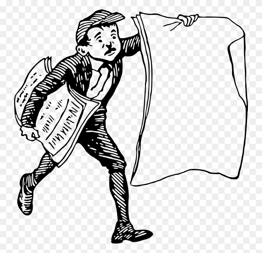 750x750 Paperboy Drawing Black And White Caricature - Muscle Clipart Black And White