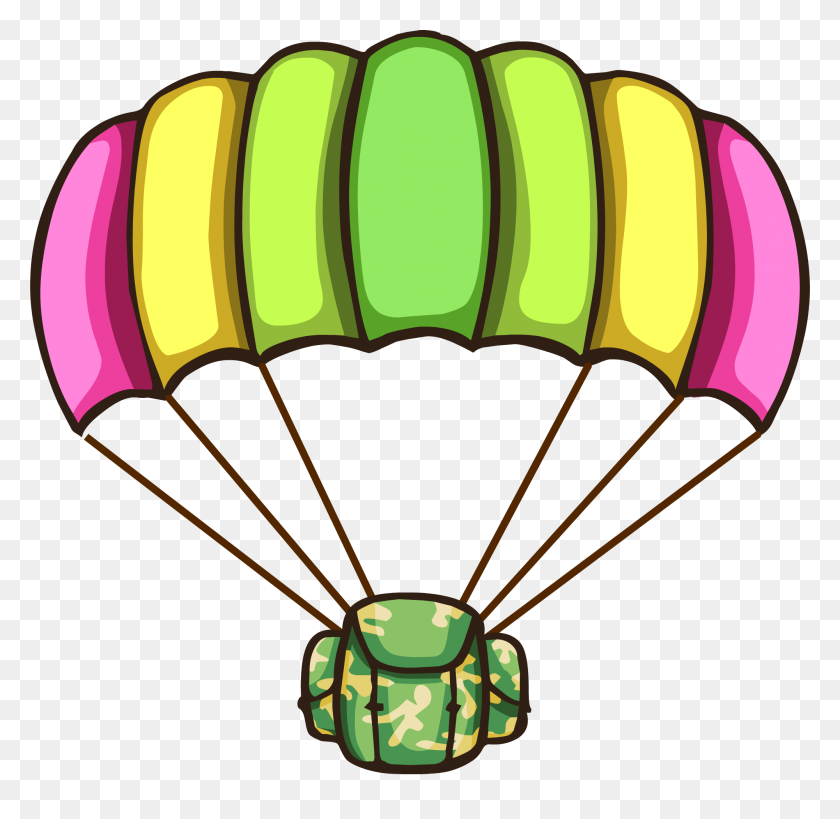 2000x1947 Parachute Clipart Green - Parachute Clipart