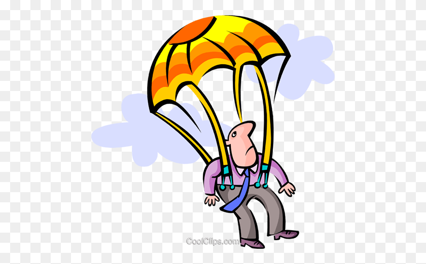 480x462 Parachuting Royalty Free Vector Clip Art Illustration - Skydiving Clipart