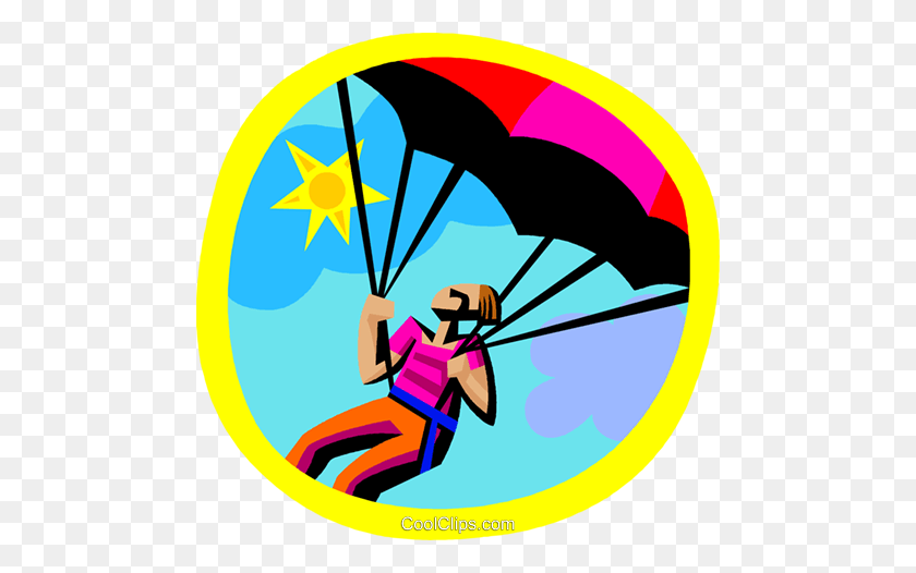 480x466 Paragliding Royalty Free Vector Clip Art Illustration - Parasailing Clipart