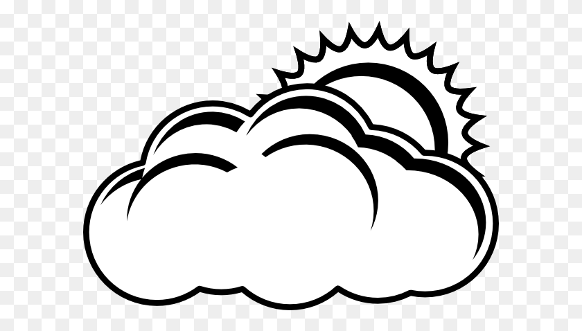 600x418 Partly Sunny Forecast Outline Clip Art - Severe Weather Clipart