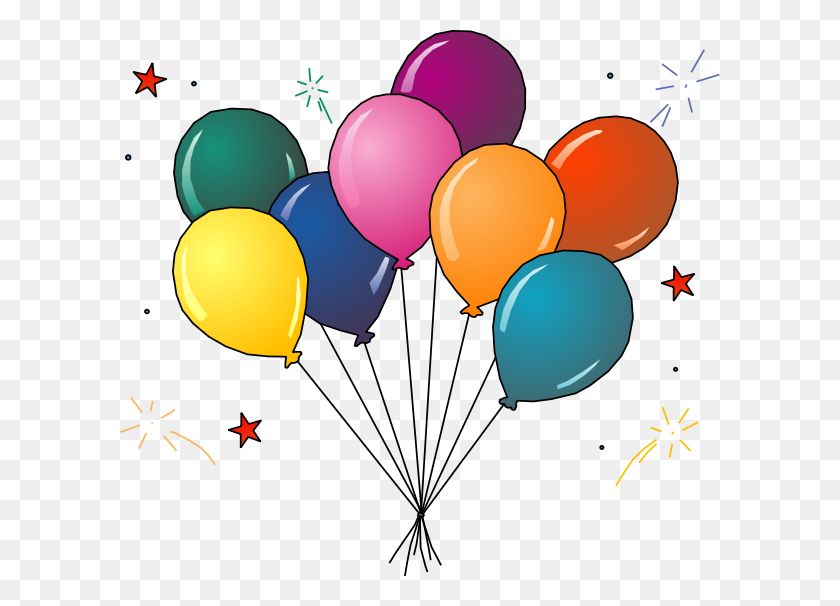 600x546 Party Balloons And Confetti - Free Confetti Clip Art