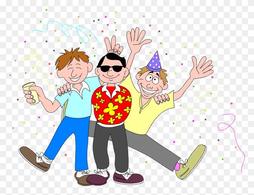 958x719 Party Free Stock Photo Illustration Of Three Guys - Wedding Party Clipart