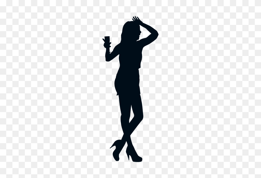 512x512 Party Woman Drinking Silhouette - People Drinking PNG