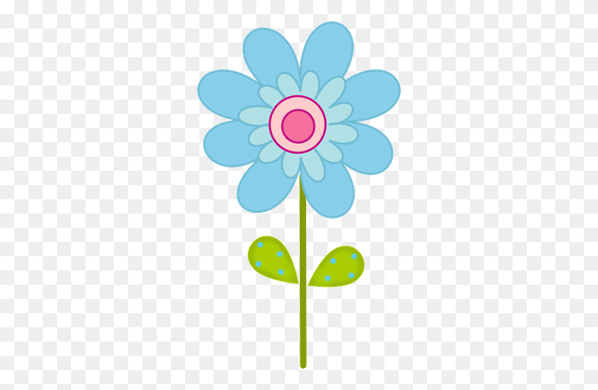286x488 Passarinhos - Blue Flower Clipart
