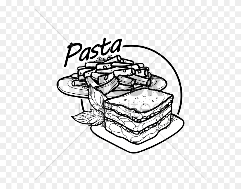 600x600 Pasta Menu Title Vector Image - Pasta Clipart Black And White