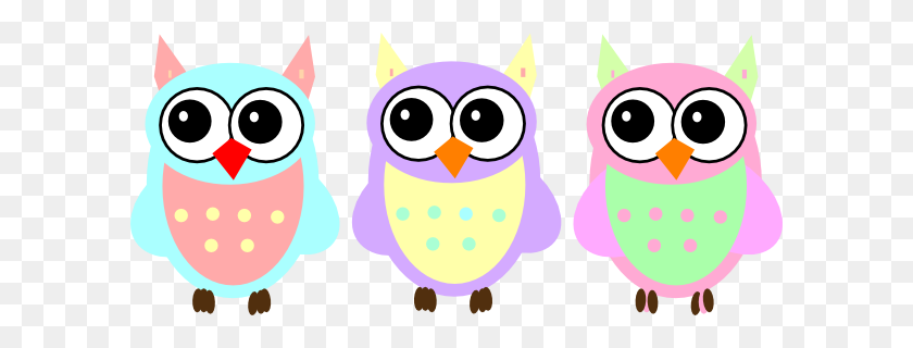 600x260 Pastel Baby Owls Clip Art - Girl Owl Clipart