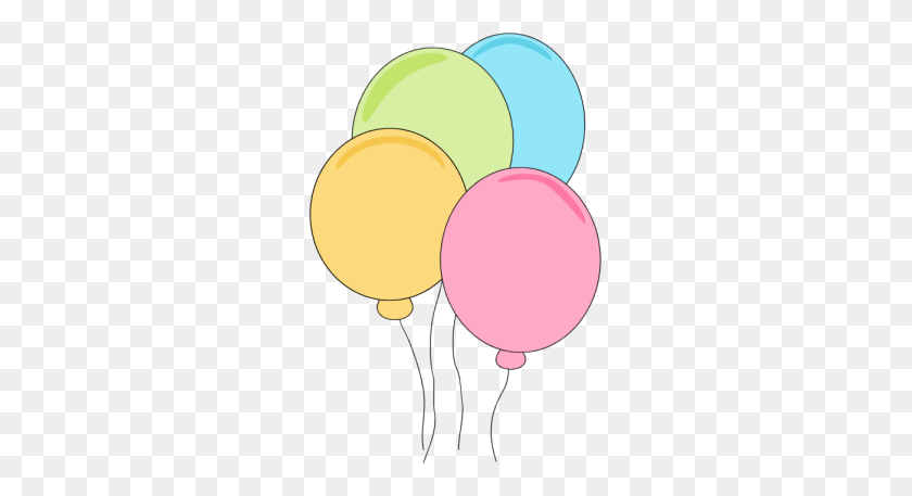 269x397 Пастельные Воздушные Шары Открытки На День Рождения И Кексы Диги - Воздушный Шар Клипарт На Прозрачном Фоне