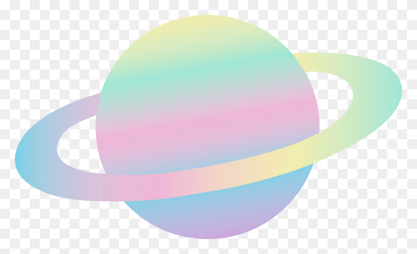 6071x3511 Pastel Colored Ringed Alien Planet - Cute Tumblr Clipart