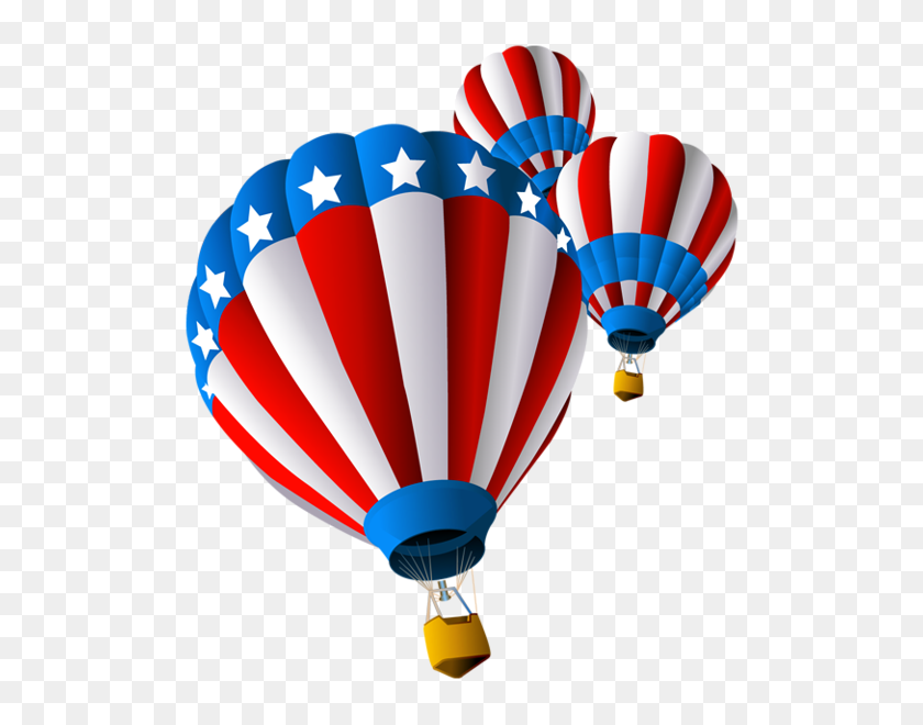 527x600 Patriotic Clip Air Balloon - Happy 4th Of July Clipart