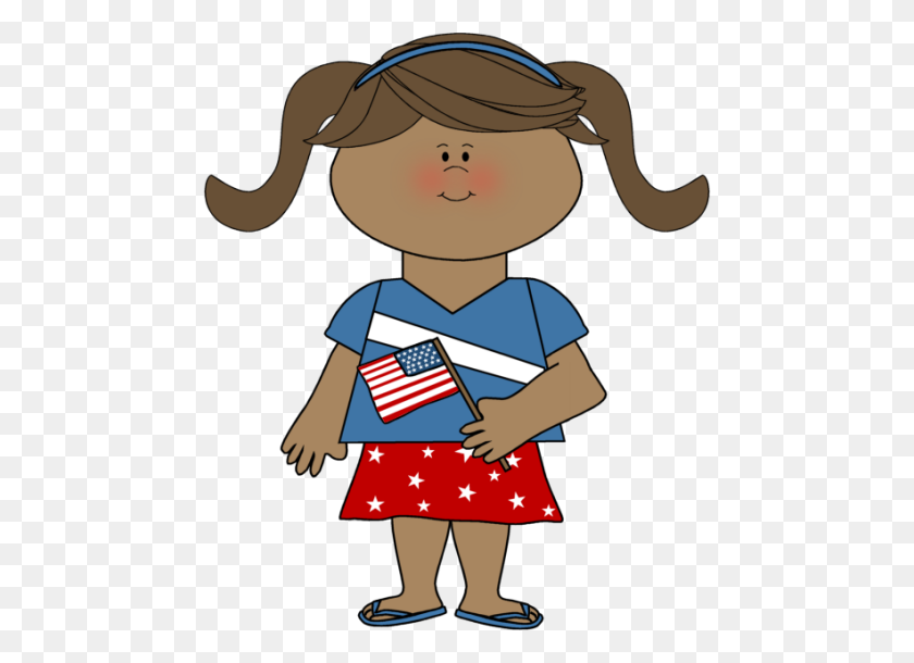 466x550 Patriotic Girl Clip Art - American Girl Clip Art