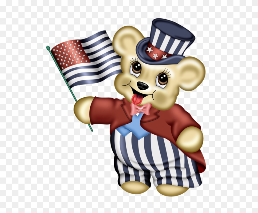 600x636 Patriotic Teddy Bear - Patriotic Stars Clipart