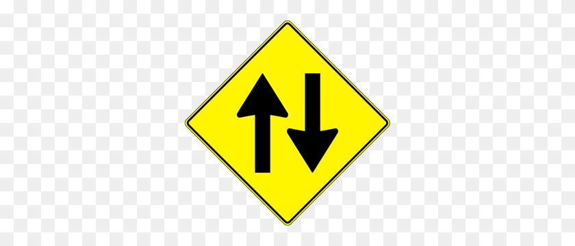 Paulprogrammer Yellow Road Sign Two Way Traffic Png, Clip Art - Road Sign PNG