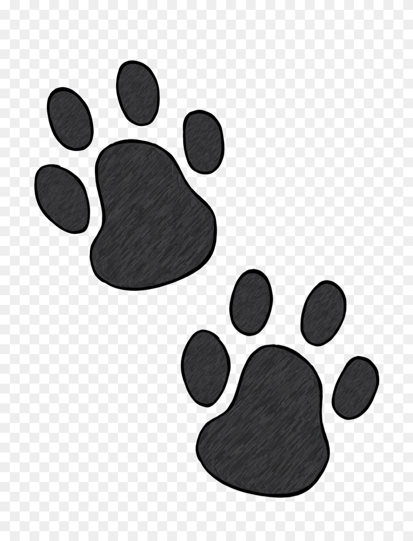 1200x1600 Paw Clipart Puppy - Щенок Черно-Белый Клипарт
