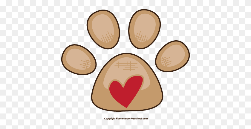 432x372 Paw Clipart Puppy - Puppy Paw Print Clipart