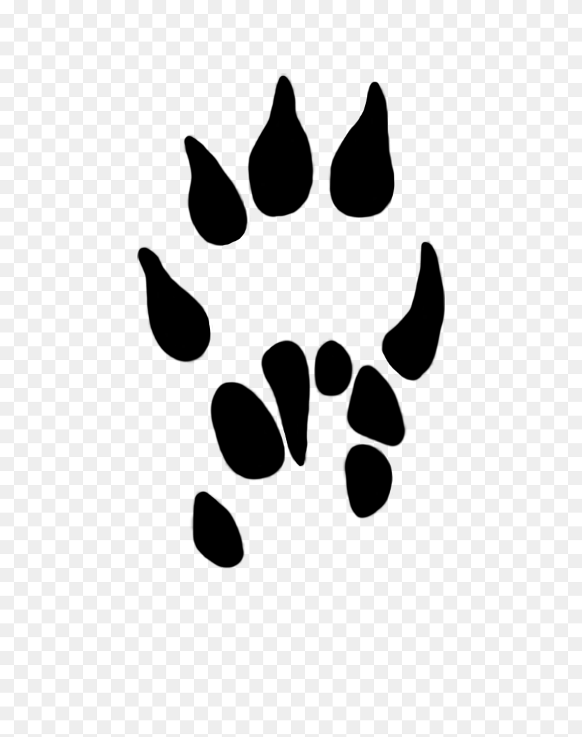 502x1004 Paw Print Clipart - Dog Paw Clipart Black And White