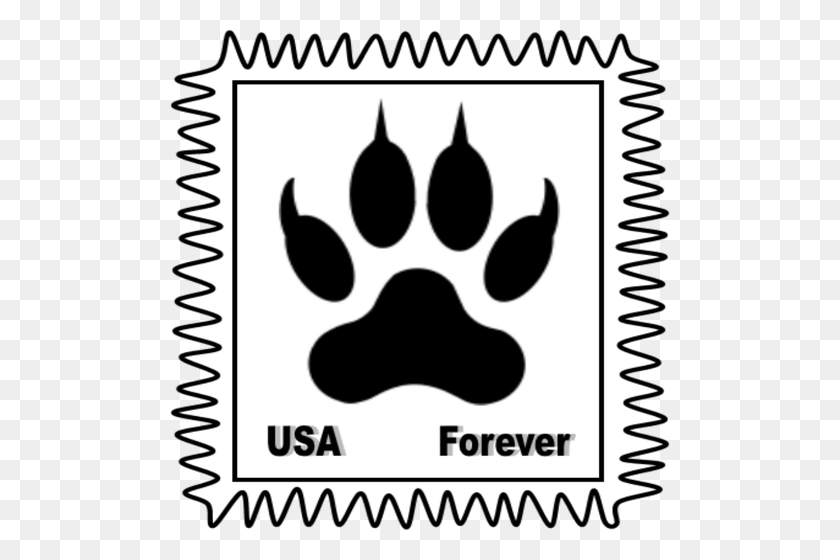 500x500 Paw Print Stamp Vector Clip Art - Usps Clipart
