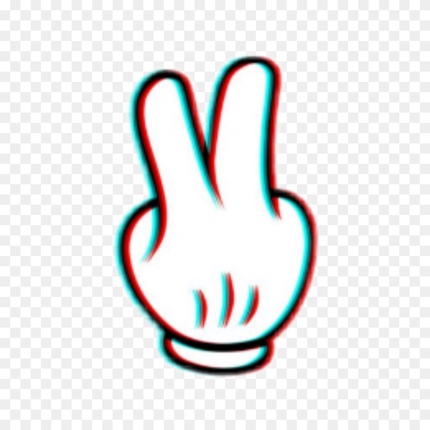 1773x1773 Peace Glitch Effect Mickey Hand Cute Kawaii Aesthetic - Glitch Effect PNG