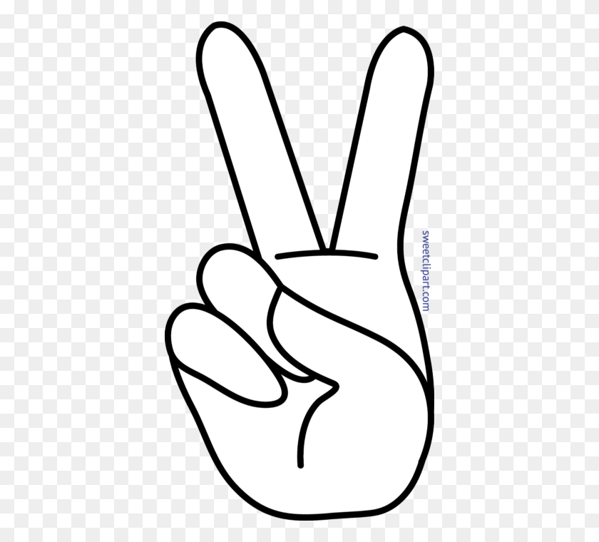 378x700 Peace Hand Sign Blank Clip Art - Chick Clipart Black And White