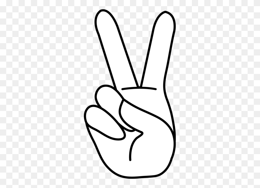297x550 Peace Hand Sign Line Art Media Center - Fingers Crossed Clipart