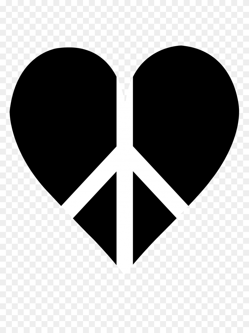 4523x6150 Peace Heart Black Logo Clip Art - Email Clipart