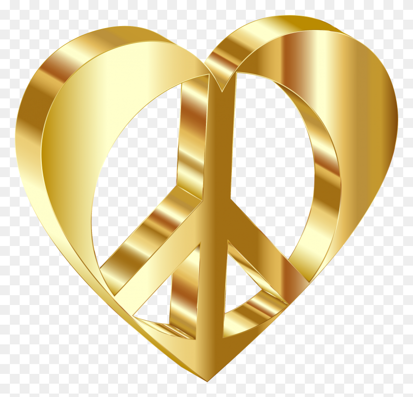 2342x2244 Peace Heart Mark Ii Gold Variation Icons Png - Gold Heart PNG